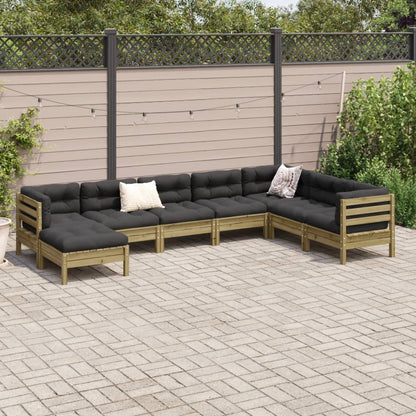 8 Piece Garden Sofa Set with Cushions Impregnated Wood Pine