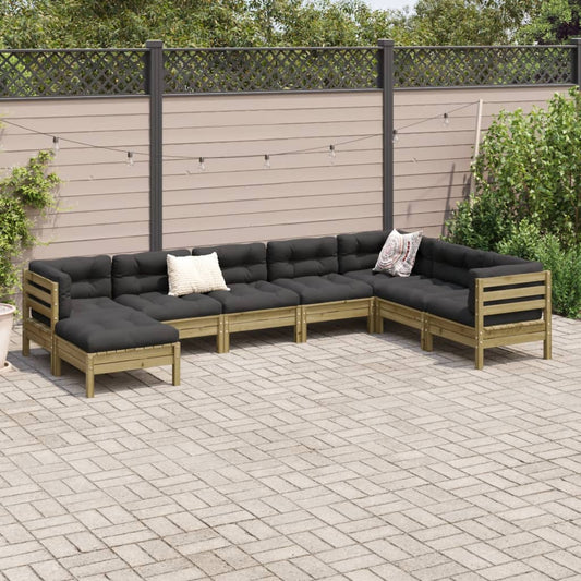 8 Piece Garden Sofa Set with Cushions Impregnated Wood Pine