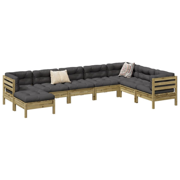  8 Piece Garden Sofa Set with Cushions Impregnated Wood Pine