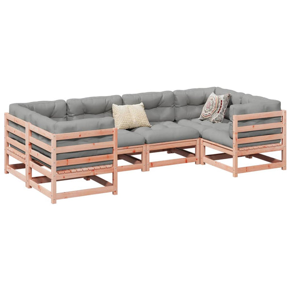  6 Piece Garden Sofa Set with Cushions Solid WoodÂ Douglas Fir