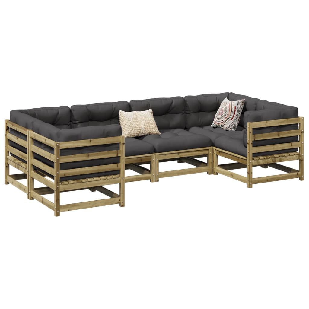 6 Piece Garden Sofa Set with Cushions