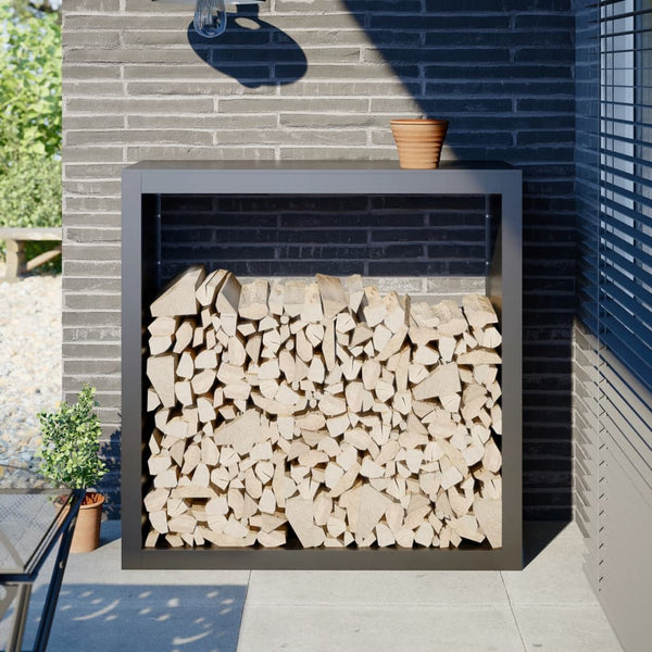  Steel Firewood Rack Anthracite 100x100cm | HomeAndLiving
