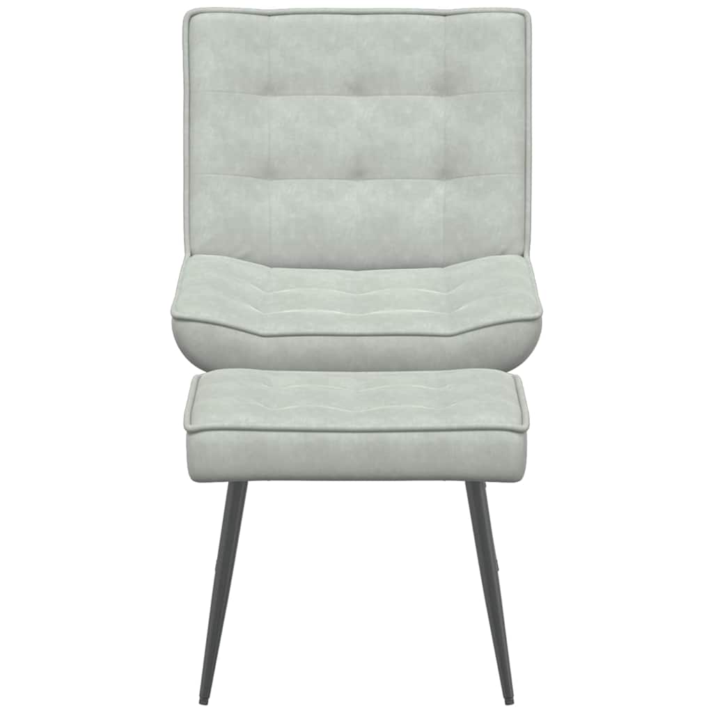Relaxing Chair with Stool Light Grey Velvet