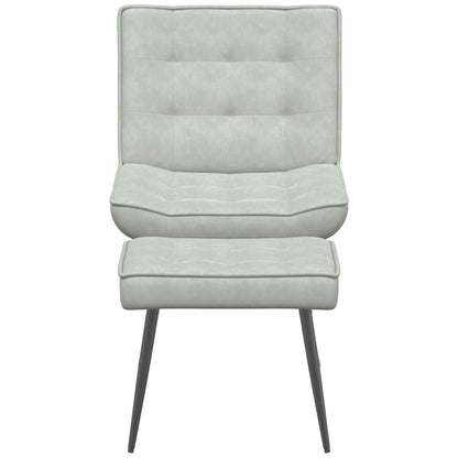Relaxing Chair with Stool Light Grey Velvet