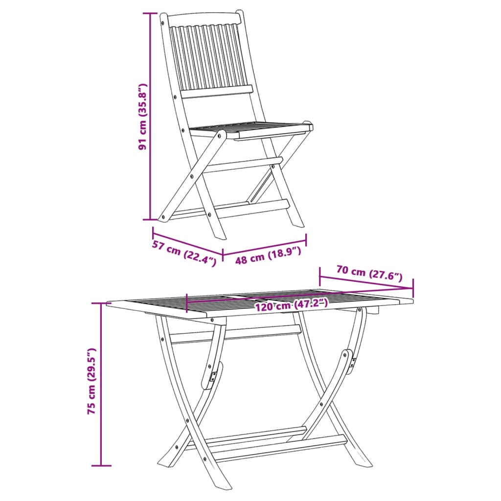 5-Piece Garden Dining Set in Solid Wood Eucalyptus