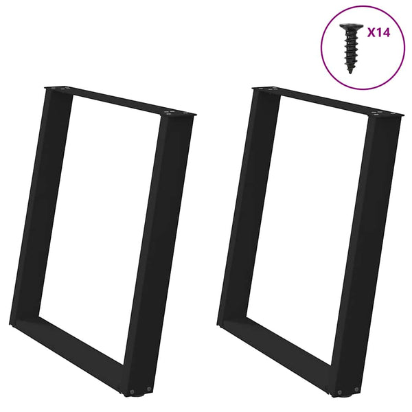  vidXL Dining Table Legs U-Shaped 2 pcs Black Steel