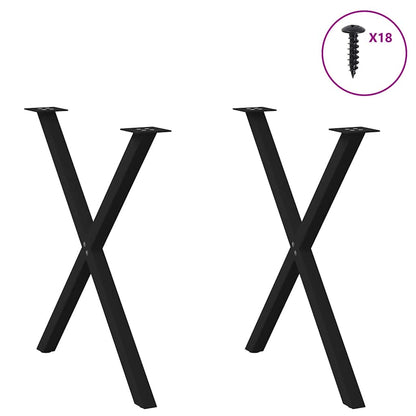 Dining Table Legs X-Shaped 2 pcs Black Steel
