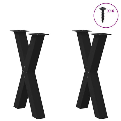 Dining Table Legs X-Shaped 2 pcs - Black Steel