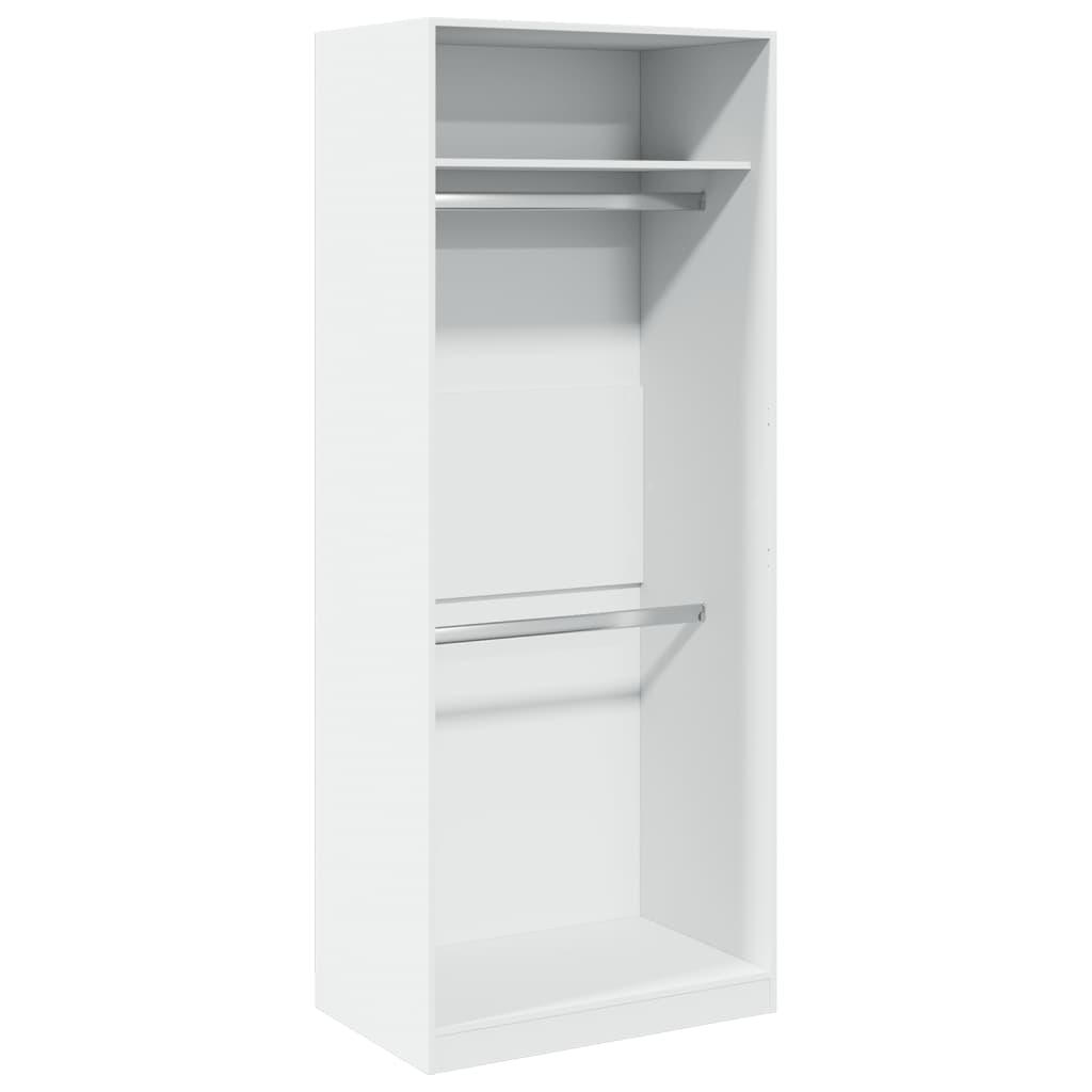 White Engineered Wood Wardrobe 2-Compartment Compact Storage Cabinet for Clothes