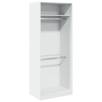 White Engineered Wood Wardrobe 2-Compartment Compact Storage Cabinet for Clothes