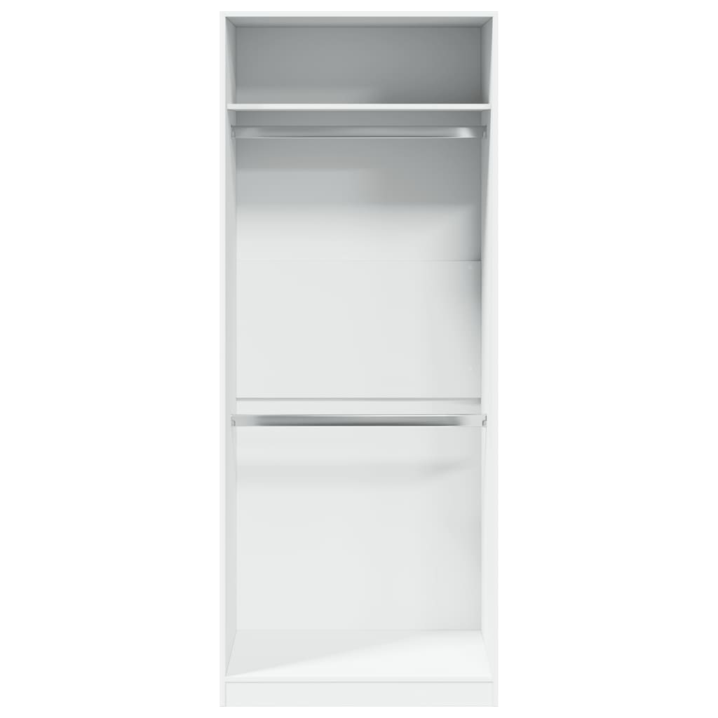 White Engineered Wood Wardrobe 2-Compartment Compact Storage Cabinet for Clothes