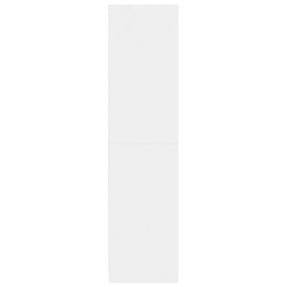 White Engineered Wood Wardrobe 2-Compartment Compact Storage Cabinet for Clothes