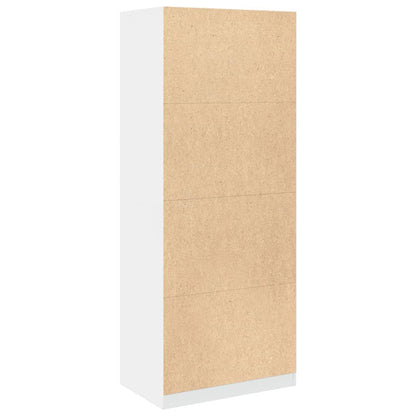 White Engineered Wood Wardrobe 2-Compartment Compact Storage Cabinet for Clothes