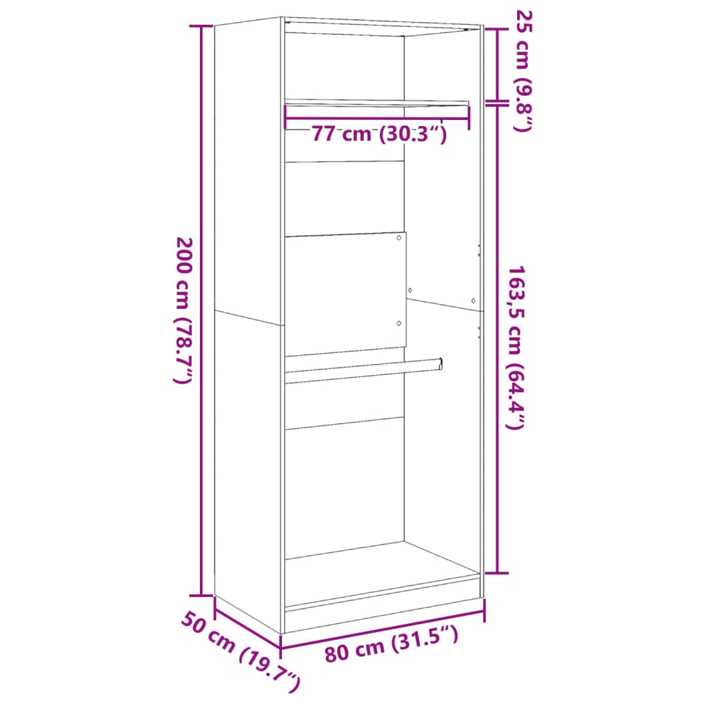 White Engineered Wood Wardrobe 2-Compartment Compact Storage Cabinet for Clothes