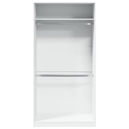 Engineered Wood Wardrobe Cabinet Freestanding Clothes Closet with Hanging Rail