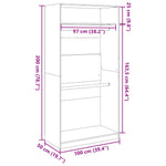 Engineered Wood Wardrobe Cabinet Freestanding Clothes Closet with Hanging Rail