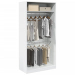 Engineered Wood Wardrobe Cabinet Freestanding Clothes Closet with Hanging Rail