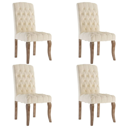 Dining Chairs 4 pcs Beige Linen-Look Fabric