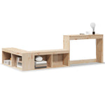 Solid Pinewood Bedside Cabinet with Desk L-Shaped Storage Unit 4 Compartments