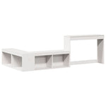 White Bedside Cabinet with Desk Solid Pinewood L-Shaped Storage Unit