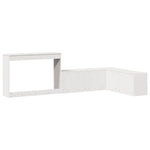 White Bedside Cabinet with Desk Solid Pinewood L-Shaped Storage Unit