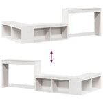 White Bedside Cabinet with Desk Solid Pinewood L-Shaped Storage Unit