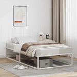 Bed Frame without Mattress White Single Metal