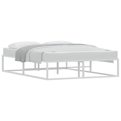 Bed Frame without Mattress White Double Metal