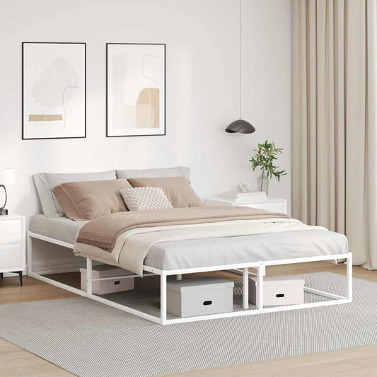 Bed Frame without Mattress White Double Metal