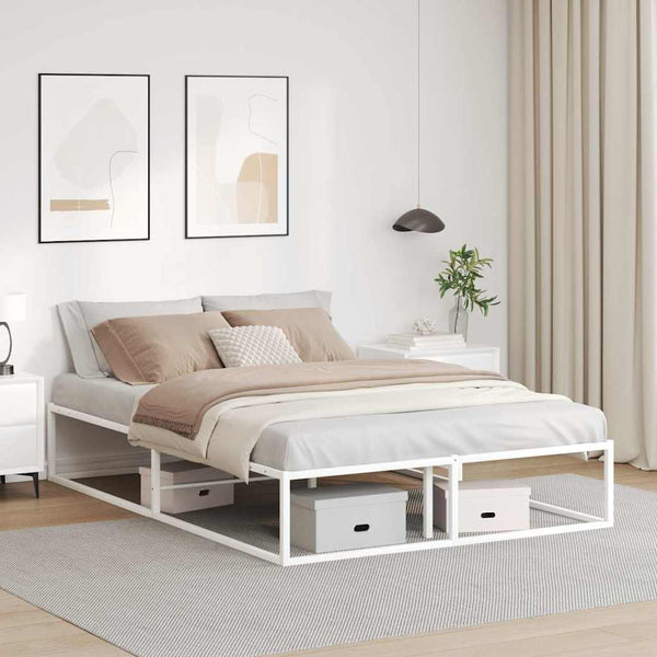  Bed Frame without Mattress White Double Metal