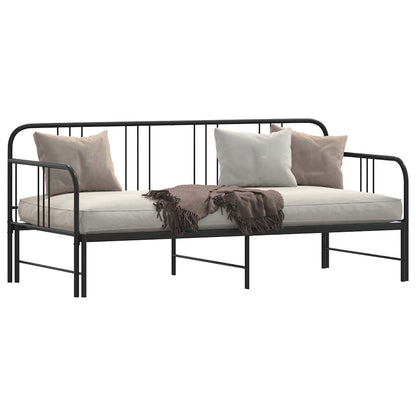Daybed with Trundle without Mattress Black Single Metal - 193.5×97×88cm