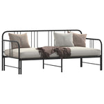 Daybed with Trundle without Mattress Black Single Metal