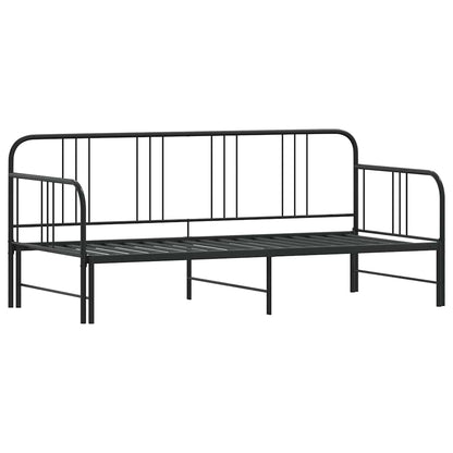 Daybed with Trundle without Mattress Black Single Metal