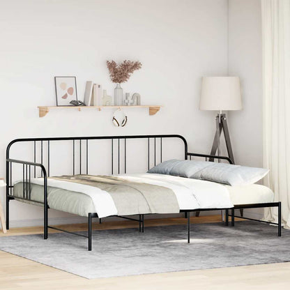 Daybed with Trundle without Mattress Black Single Metal - 193.5×97×88cm