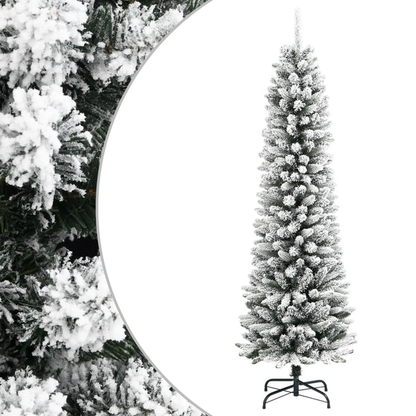  Elegance Artificial Slim Christmas Tree with Flocked Snow