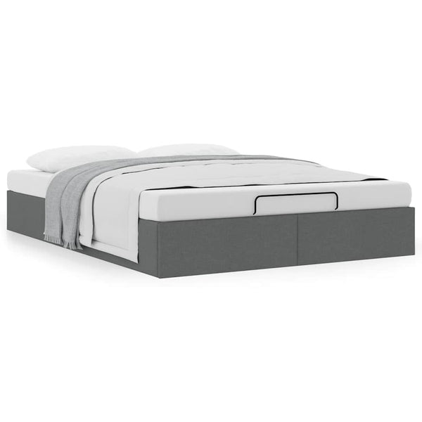  Ottoman Bed Frame without Mattress Dark Grey Double Fabric