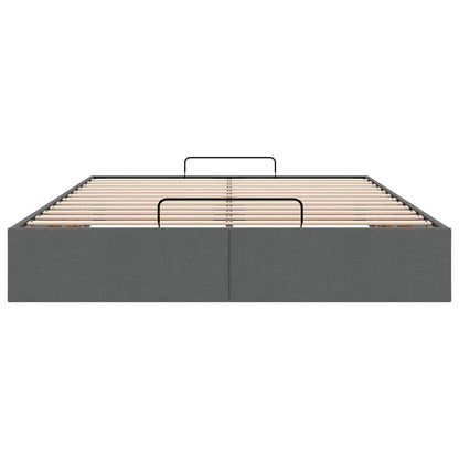Ottoman Bed Frame without Mattress Dark Grey Double Fabric