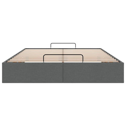 Ottoman Bed Frame without Mattress Dark Grey Queen Fabric