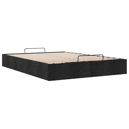 Ottoman Bed Frame without Mattress Black Queen Fabric