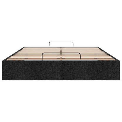 Ottoman Bed Frame without Mattress Black Queen Fabric