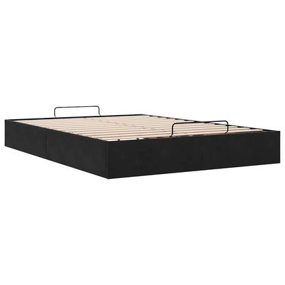Ottoman Bed Frame No Mattress Black Double Velvet