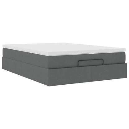Ottoman Bed with Mattress Dark Grey Double Fabric - 193×137×23.5cm