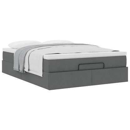 Ottoman Bed with Mattress Dark Grey Double Fabric - 193×137×23.5cm