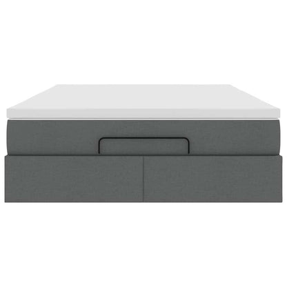 Ottoman Bed with Mattress Dark Grey Double Fabric - 193×137×23.5cm