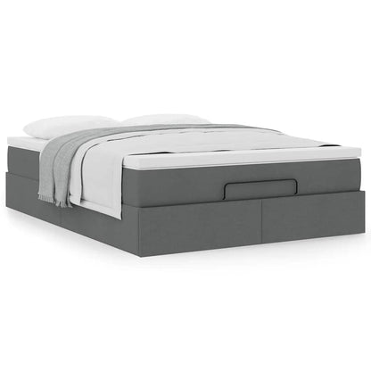 Ottoman Bed with Mattress Dark Grey Double Fabric - 193×137×23.5cm