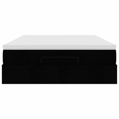 Ottoman Bed with Mattress Black Double Fabric