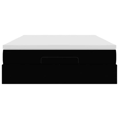 Ottoman Bed with Mattress Black Queen Fabric