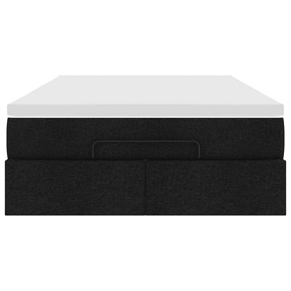 Ottoman Bed with Mattress Black King Single Fabric