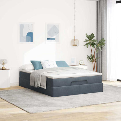 Ottoman Bed with Mattress Dark Grey Double Velvet - 193×137×23.5cm