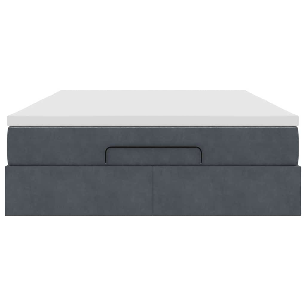 Ottoman Bed with Mattress Dark Grey Double Velvet - 193×137×23.5cm